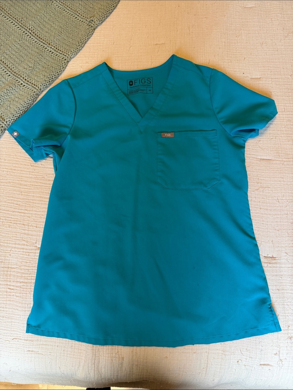Figs Teal Short Sleeve V-Neck Scrub Top Teal